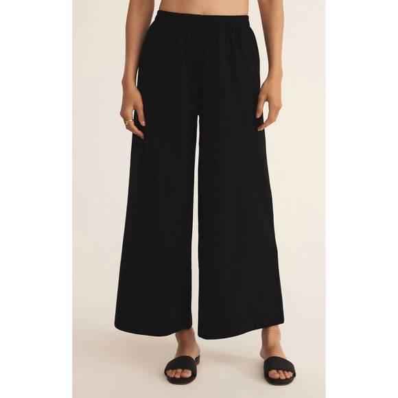 NEW Z SUPPLY scout jersey crop flare pants in black - Picture 1 of 5